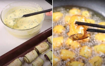 Cách làm cà tím cuộn thịt chiên giòn thơm ngon lạ miệng